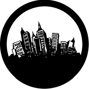 Fun City - Stock Gobo for Gobo Light Projectors - Choose your size!