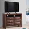 G1525-TV2 Marilla Collection 47" Media Chest with Wood Veneers Beveled Edge Simple Pulls 2 Open Shelves and 6 Dove Tail Drawers in