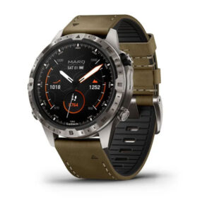 Garmin MARQ Adventurer (Gen 2) Modern Tool Watch Titanium Bezel With Brown Leather Band