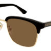 Gucci GG0382S Clubmaster Sunglasses, Black & Gold Frames, 56mm