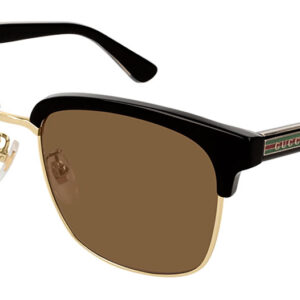 Gucci GG0382S Clubmaster Sunglasses, Black & Gold Frames, 56mm