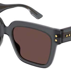 Gucci Logo Grey Squared Sunglasses w/ Brown Lenses, 54mm