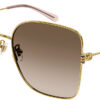 Gucci Logo Oversized Sunglasses with Gold Frame And Brown Gradient Lenses, 52mm