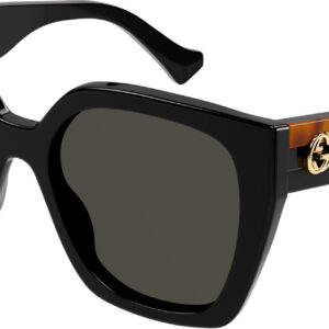 Gucci Web Oversized Sunglasses with Black Havana Frame And Grey Lenses, 55mm