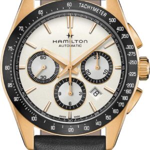 Hamilton Jazzmaster Performer Auto Chronograph White Dial Black Leather Strap Watch, 42mm