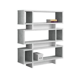 I 7532 55"H Cement-Look Modern Style Bookcase in Gray and White