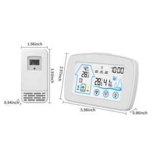 Indoor & Outdoor Hygrometer Thermometer with Time Backlight LCD Display Desk Electronic Temperature Humidity Meters for Home Greenhouse Cellar