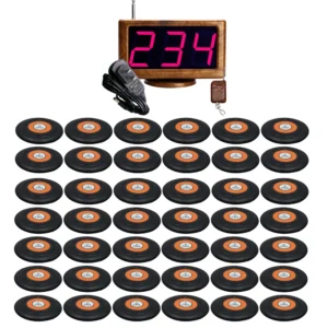 JINGLE BELLS wireless paging calling systems 42 call button transmitters+1 screen receiver calling system for restaurant Hotel