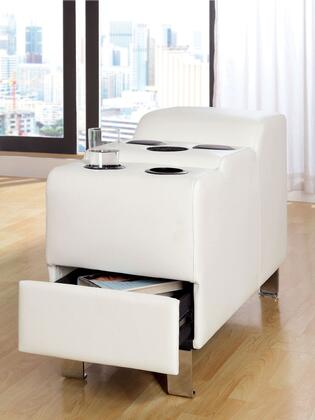 Kemina Collection CM6833WH-CS 17" Bluetooth Speaker Console with Chrome Legs Bonded Leather Match and Cup Holders in Kemina Collection CM6833WH-CS 17" Bluetooth Speaker Console with Chrome Legs Bonded Leather Match and Cup Holders in