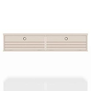 Liberty Collection 225BMC1 42" Wall Floating Office Desk with 2 Flip Down Doors Ring Handles Sleek Horizontal Line Indent Design Mid Century