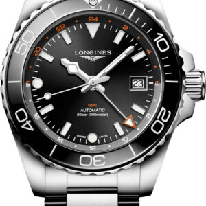 Longines HydroConquest GTM 41mm Watch with Sunray Black Dial and SS Bracelet