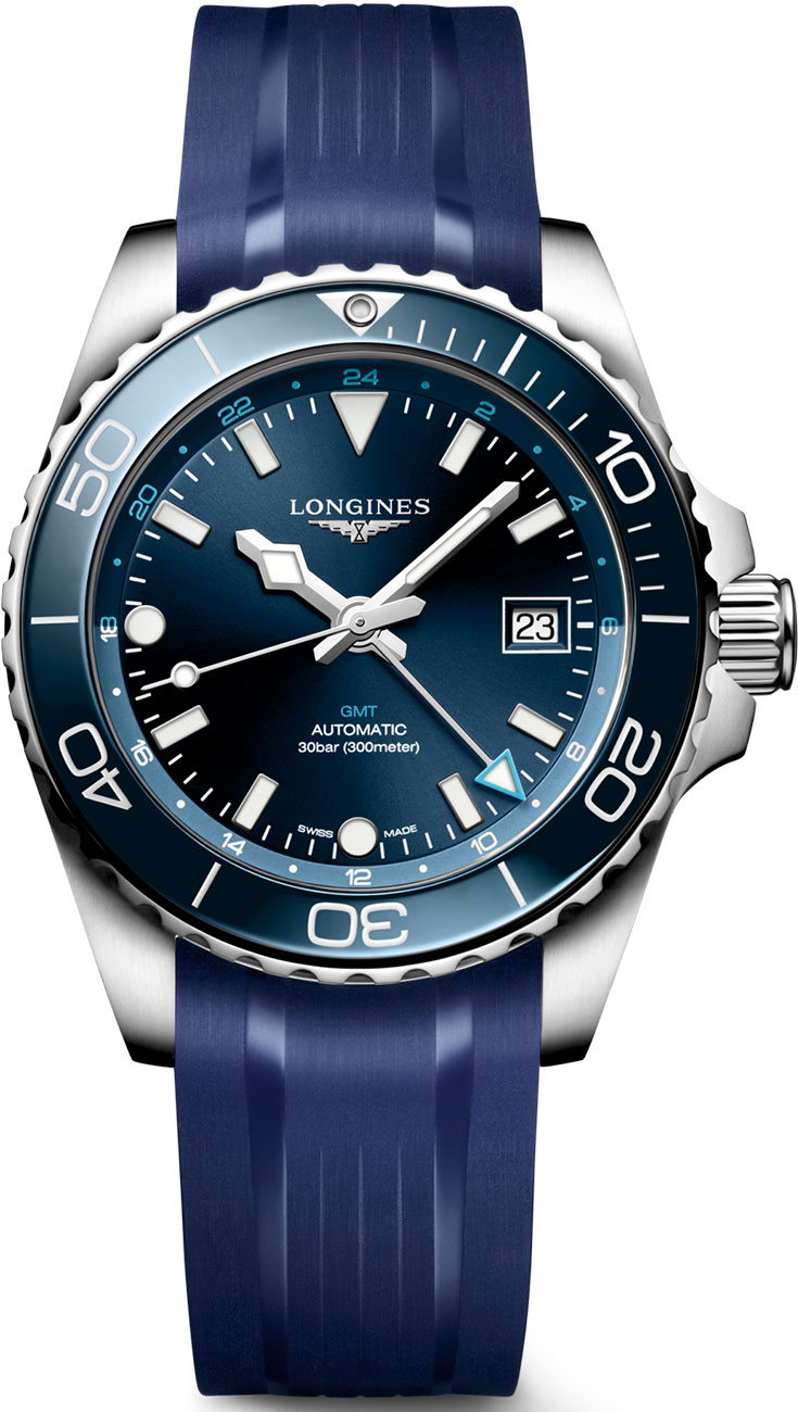Longines HydroConquest GTM 41mm Watch with Sunray Blue Dial and Rubber Strap Longines HydroConquest GTM 41mm Watch with Sunray Blue Dial and Rubber Strap