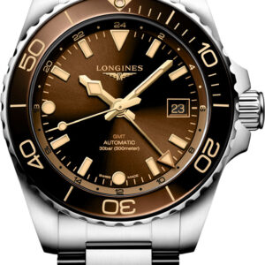 Longines HydroConquest GTM 41mm Watch with Sunray Brown Dial and SS Bracelet