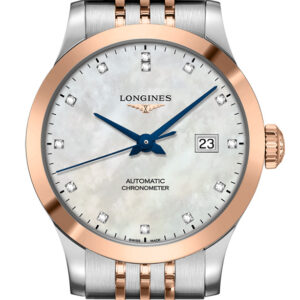 Longines Record Collection Stainless Steel And Rose Gold Watch, White MOP Dial, 30mm