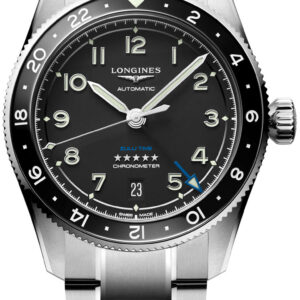 Longines Spirit Zulu Time 39mm Watch with Black Matt Dial and SS Bracelet