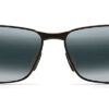Maui Jim Black Coral Rectangle Polarized Sunglasses, Neutral Grey Lenses, 65mm