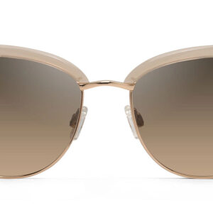 Maui Jim Lokelani Cat Eye Polarized Sunglasses, Milky Almond w/ Gold Frames, 55mm