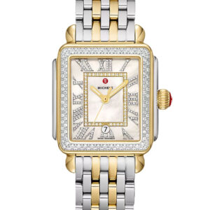 Michele Deco Madison 33mm Watch with White MOP Diamond Dial & Two-Tone SS Bracelet