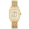 Michele Deco Madison Mid White Silver Sunray w/ Diamond Dial 18K Gold Bracelet Watch, 31mm
