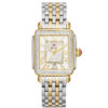 Michele Deco Madison Silver Sunray w/ Diamond Dial Two-Tone Bracelet Watch, 33mm