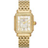 Michele Deco Madison White Silver w/ Diamond Dial 18K Gold Bracelet Watch, 33mm