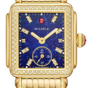 Michele Deco Mid Diamond Blue Lapis Dial & Gold-Tone SS Bracelet Watch, 29mm