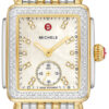 Michele Deco Mid Diamond White MOP Dial Two-Tone Stainless Steel Bracelet Watch, 29mm