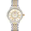 Michele Serein Mid 36mm Watch with White Sunray Diamond Dial and Two-Tone 18K Gold Bracelet