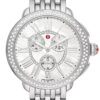 Michele Serein Stainless Steel Diamond 41mm Watch with White Dial
