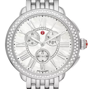 Michele Serein Stainless Steel Diamond 41mm Watch with White Dial