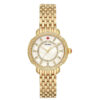Michele Sidney Classic MOP w/ Diamond Dial Gold Bracelet Watch, 33mm