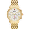 Michele Sport Sail Chronograph White MOP w/ Diamond Dial Gold Stainless Steel Watch, 38mm