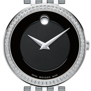 Movado Esperanza Black Dial Silver Bracelet Watch, 28mm