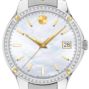 Movado SE White MOP Dial Silver Stainless Steel Link Bracelet Watch, 32mm