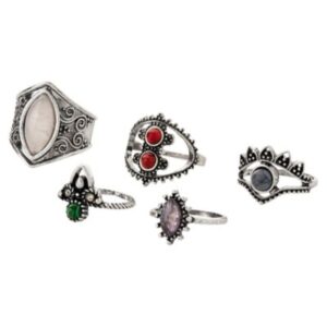 Multi-Pack Assorted Gemstone Rings - 5 Pack