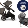 Nuna DEMI Next Double Stroller with Rider Board + PIPA RX Travel System Bundle - Granite