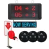 Pager System Wireless Queue Calling System with 3 Waterproof Call Button and 1 2-Digit Display Receiver and 1 Ticket Dispenser