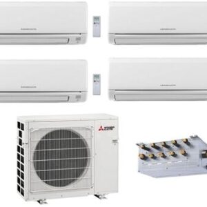 Quad Zone Mini Split Air Conditioner System with 36000 BTU Cooling Capacity Three 6K BTU and One 18K BTU Indoor Units PACMKA51BC Branch Box and
