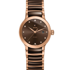 Rado Centrix Automatic Diamonds Stainless Steel & Ceramic Watch, Brown Dial, 28mm