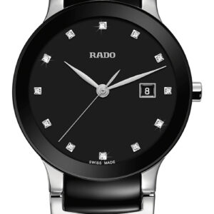 Rado Centrix Diamonds Quartz Black Dial Stainless Steel Watch, 28mm