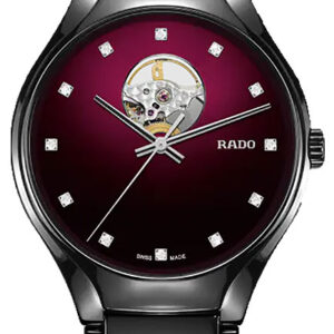 Rado True Secret Deep Red Dial Black Ceramic/Titanium Bracelet Watch, 40mm