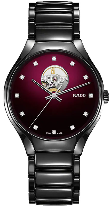 Rado True Secret Deep Red Dial Black Ceramic/Titanium Bracelet Watch, 40mm Rado True Secret Deep Red Dial Black Ceramic/Titanium Bracelet Watch, 40mm