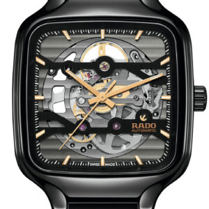 Rado True Square Automatic Skeleton 38mm Watch with High-Tech Ceramic Bracelet