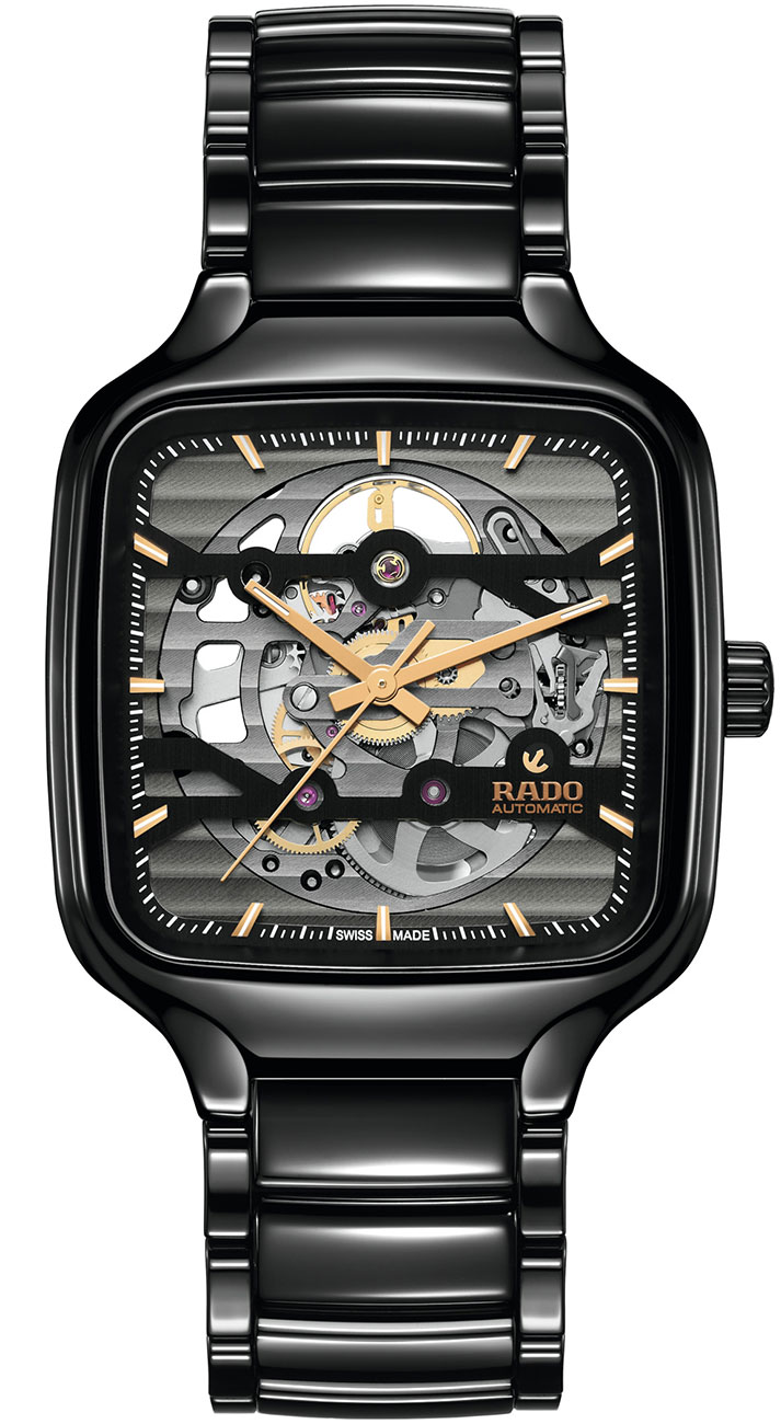 Rado True Square Automatic Skeleton 38mm Watch with High-Tech Ceramic Bracelet Rado True Square Automatic Skeleton 38mm Watch with High-Tech Ceramic Bracelet