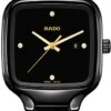 Rado True Square Diamonds Black Dial Ceramic Watch, 29mm