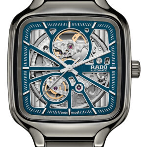 Rado True Square Open Heart Automatic Blue Dial Ceramic Bracelet Watch, 38mm