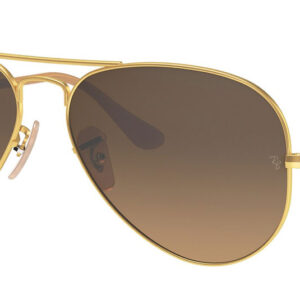 Ray-Ban Aviator Brown Gradient Polarized Sunglasses, Gold Frames, 55mm