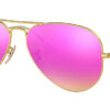 Ray-Ban Aviator Cyclamen Flash Polarized Sunglasses, Gold Frames, 58mm