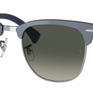 Ray-Ban Clubmaster Aluminum Sunglasses 51mm with Blue On Silver Frame and Grey Gradient Lenses