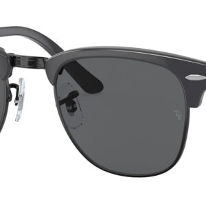 Ray-Ban Clubmaster Folding Sunglasses 51mm with Grey On Black Frame and Dark Grey Lenses